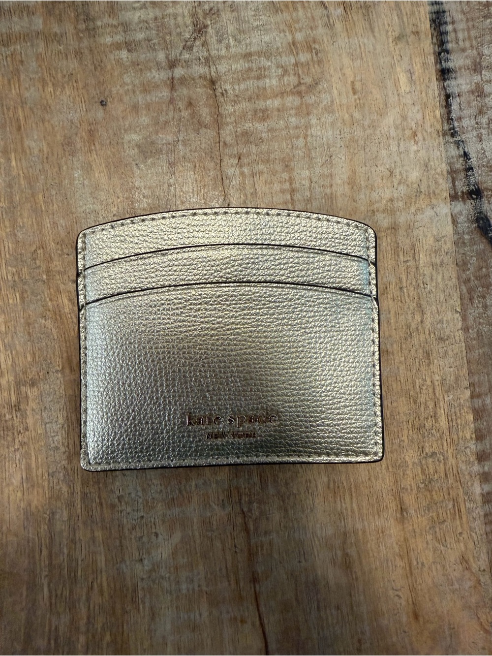 Kate Spade Metallic Gold Leather Card Holder. NWOT